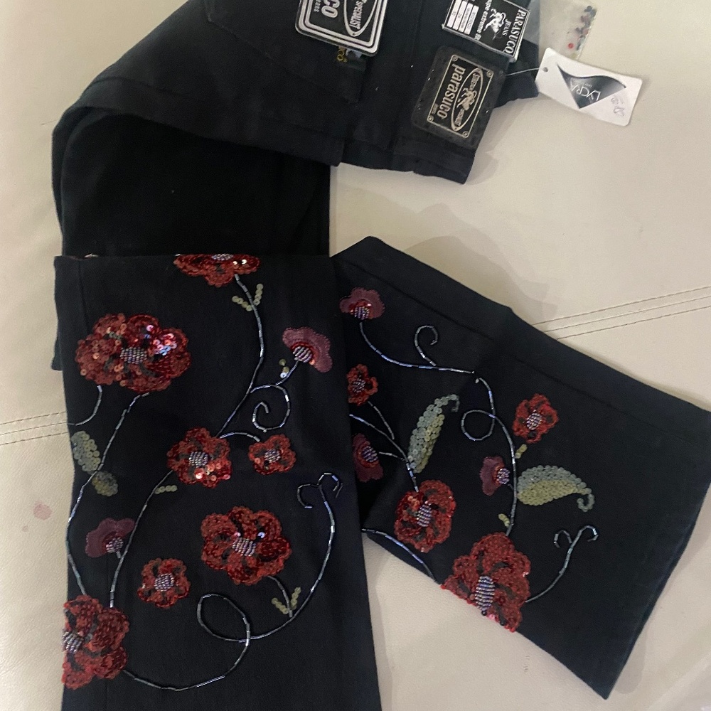 Parasuco Vintage Embellished Black 
Stretch Jeans Sz 26